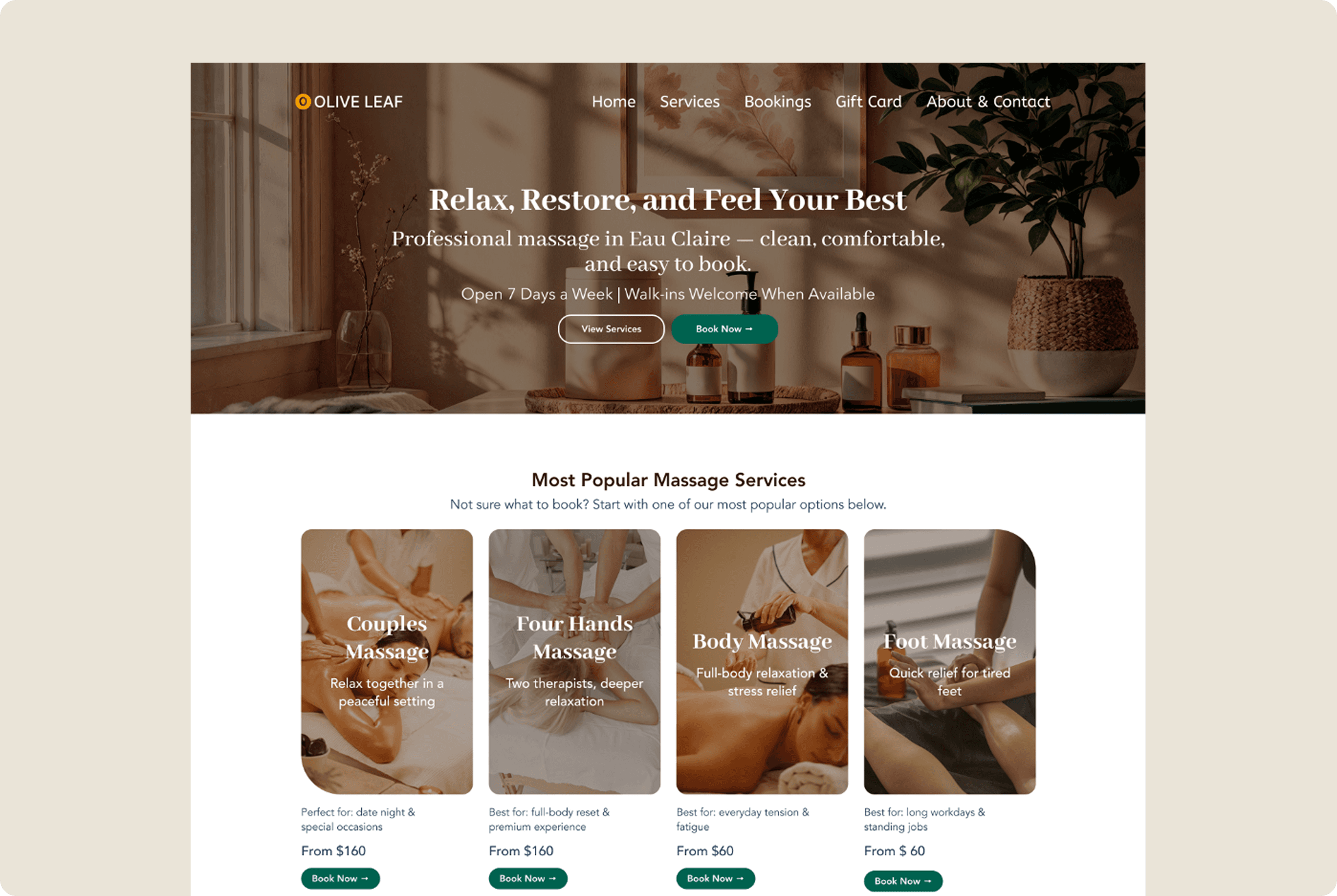 Massage Wellness Booking Platform
